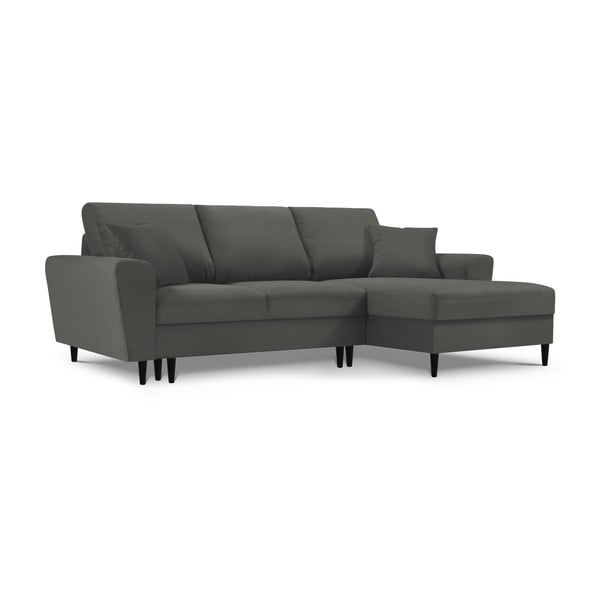 Tmavě šedá manšestrová rozkládací/s úložným prostorem rohová pohovka (pravý roh/s lenoškou) Kyoto – Cosmopolitan Design-image-4