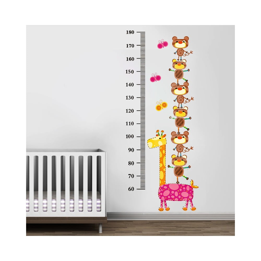 Samolepka na stěnu Žirafa a medvídci, 60x90 cm