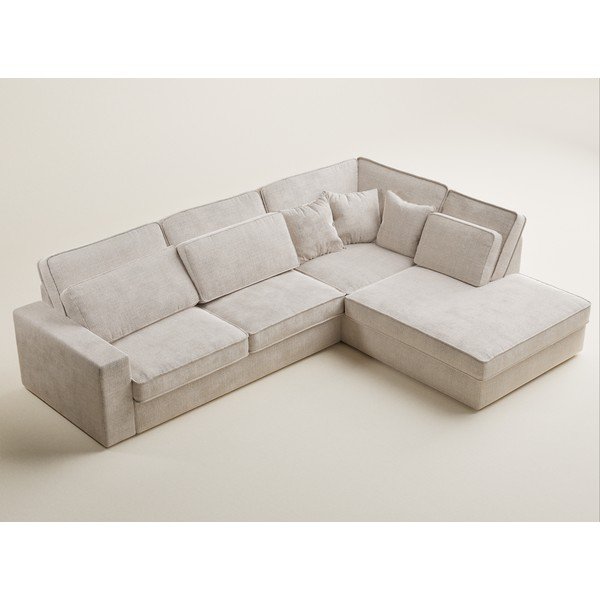 Krémová žinylková rohová pohovka (pravý roh/do L) Kirou – Maison de Rêve-image-3