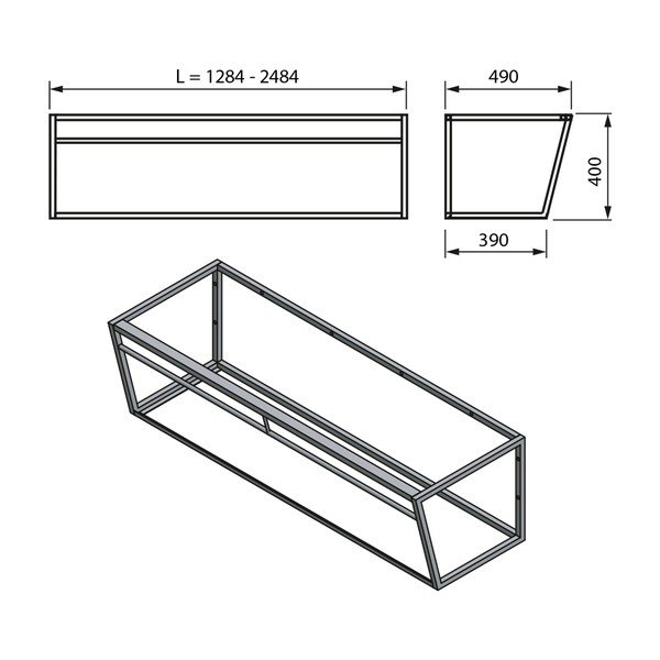 Bílý/černý kovový závěsné podstavec pod umyvadlo 218x40 cm Aruba – Sapho-image-2