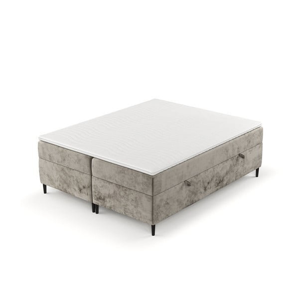 Světle hnědá boxspring postel s úložným prostorem 200x200 cm Araya – Maison de Rêve