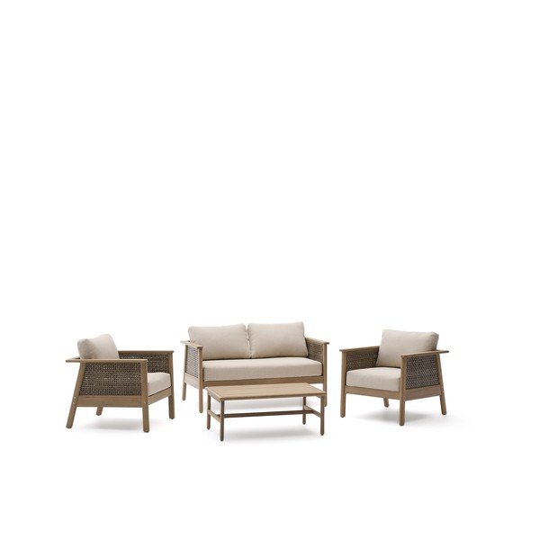 Béžový/v přírodní barvě zahradní lounge set z masivu akácie pro 5 osob Alabe – Kave Home