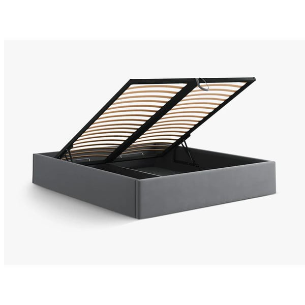 Šedá čalouněná dvoulůžková postel s úložným prostorem/bez čela s roštem 140x200 cm Susan – Micadoni -image-3