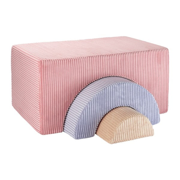 Růžové manšestrové pěnové hřiště 75x49x37 cm Rainbow Montessori – Wigiwama