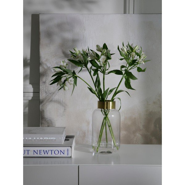 Skleněná váza s kovovým prvkem ve zlaté barvě Westwing Collection Lori, výška 29 cm-image-3