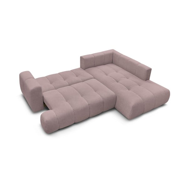 Růžová rozkládací/s úložným prostorem rohová pohovka (pravý roh/do L) Fuji – Bobochic Paris-image-4