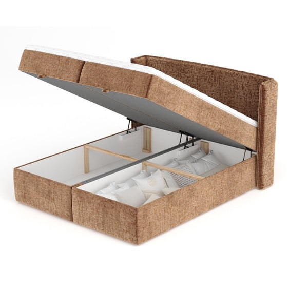 Oranžová boxspring postel s úložným prostorem 160x200 cm Passion – Maison de Rêve-image-3