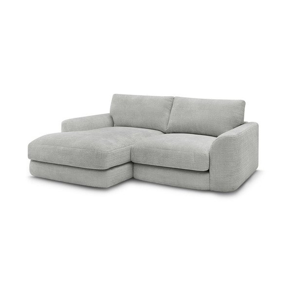 Světle šedá žinylková rohová pohovka (levý roh/s lenoškou) Leonore – Bobochic Paris