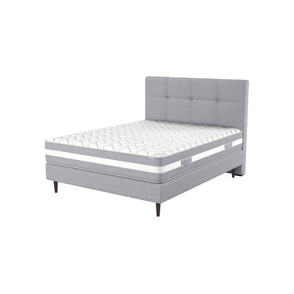 Šedá boxspring postel s ozdobným čelem a matrací z paměťové pěny Ted Lapidus Maison PÉRIDOT, 160 x 200 cm-image-1