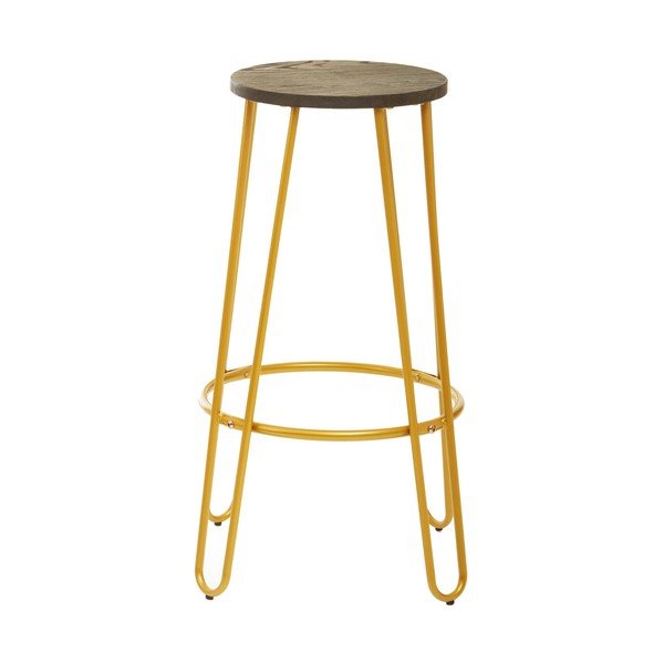 Barová stolička z jilmového dřeva ve zlaté barvě/v přírodní barvě (výška sedáku 75 cm) District – Premier Housewares-image-2