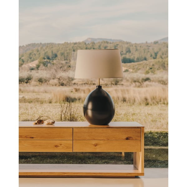 Černobílá stolní lampa s textilním stínidlem (výška 72 cm) Foixa – Kave Home-image-1