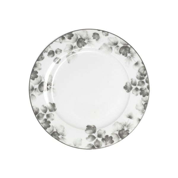 Dezertní porcelánové talíře v bílé a světle šedé barvě v sadě 6 ks ø 19 cm Foliage gray – Villa Altachiara