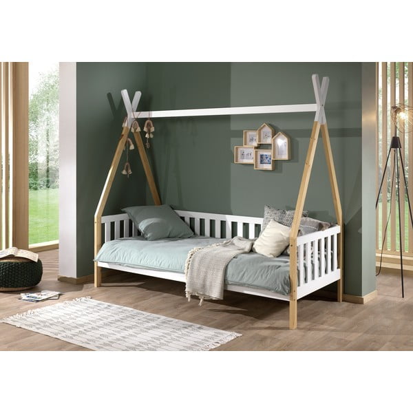 Bílá dětská postel se zábranou Vipack Tipi, 90 x 200 cm-image-1