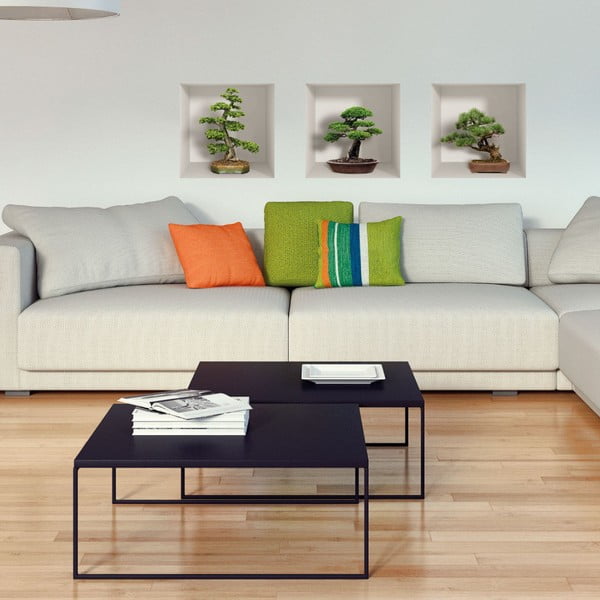 Sada 3 3D samolepek na zeď Ambiance Bonzais-image-1