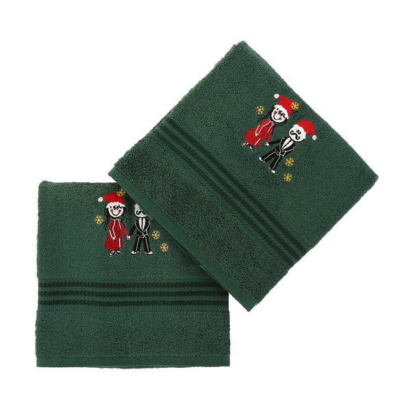 Sada 2 zelených bavlněných ručníků Cift Green