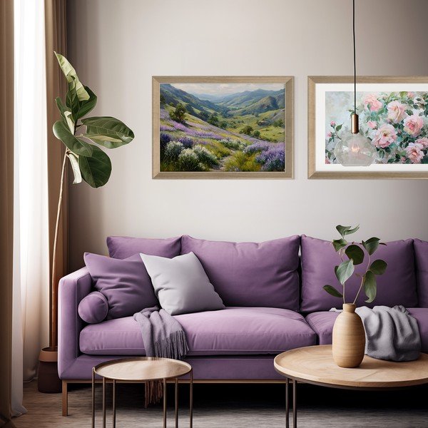 Tištěný obraz s rámem 75x56 cm Violet Hills – Styler-image-1
