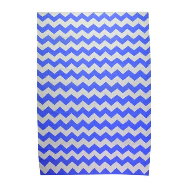 Vlněný koberec Geometry Zic Zac Dark Blue & White, 160x230 cm