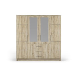 Šatní skříň v dekoru dubu se zrcadlem 196x200 cm Derry - Cosmopolitan Design