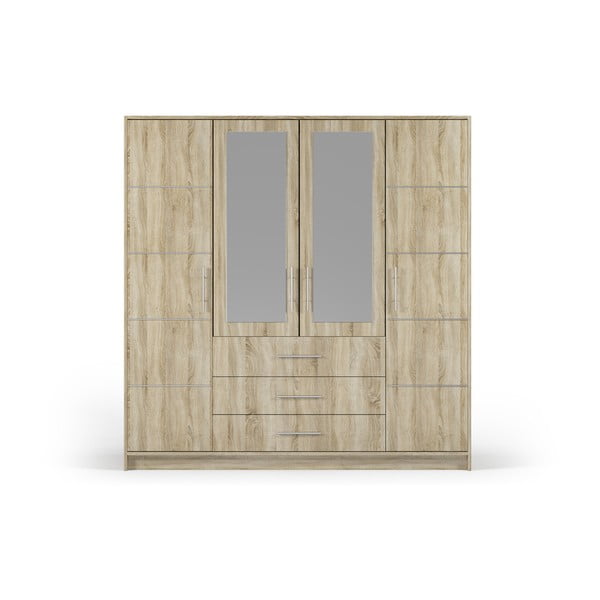 Šatní skříň v dekoru dubu se zrcadlem 196x200 cm Derry - Cosmopolitan Design
