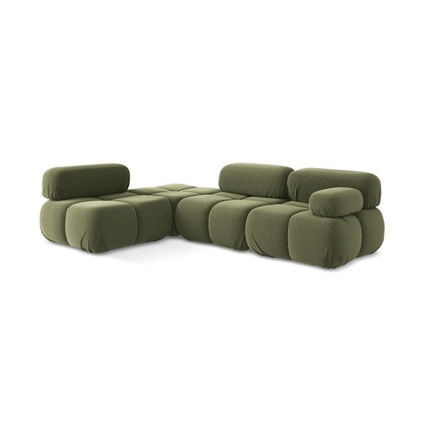 Světle zelená sametová modulární rohová pohovka (levý roh) Lokua – Makamii-image-3