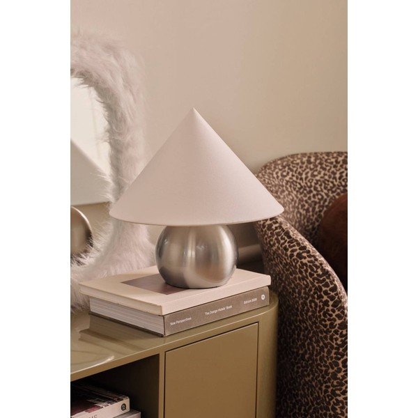 Bílá/v leskle stříbrné barvě látková stolní lampa (výška 38 cm) Connie – Ellos Home-image-2