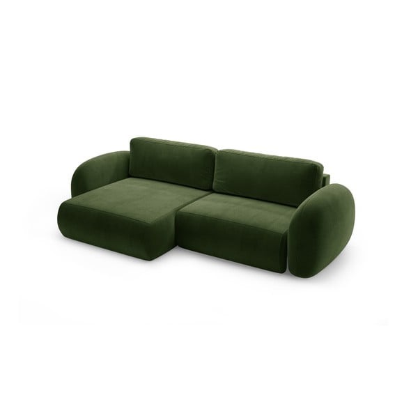 Zelená sametová rozkládací/s úložným prostorem rohová pohovka Tonale – Cosmopolitan Design-image-2