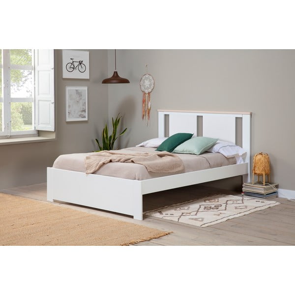 Bílá dvoulůžková postel s roštem 140x190 cm Enara – Marckeric-image-1