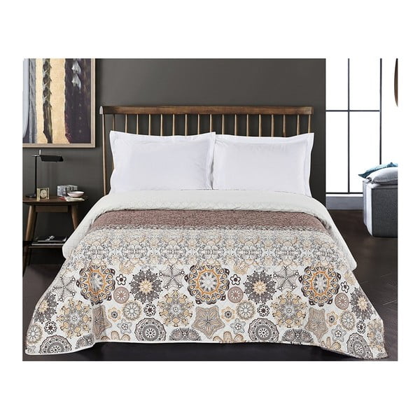 Hnědo-bílý oboustranný přehoz z mikrovlákna DecoKing Alhambra, 220 x 240 cm-image-2