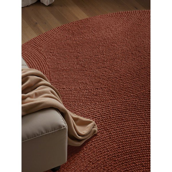 Ručně tkaný vlněný kulatý koberec v cihlové barvě ø 120 cm Calmio – Hanse Home-image-1