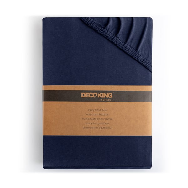 Tmavě modré napínací prostěradlo jersey 220x200 cm Amber – Restilo-image-4