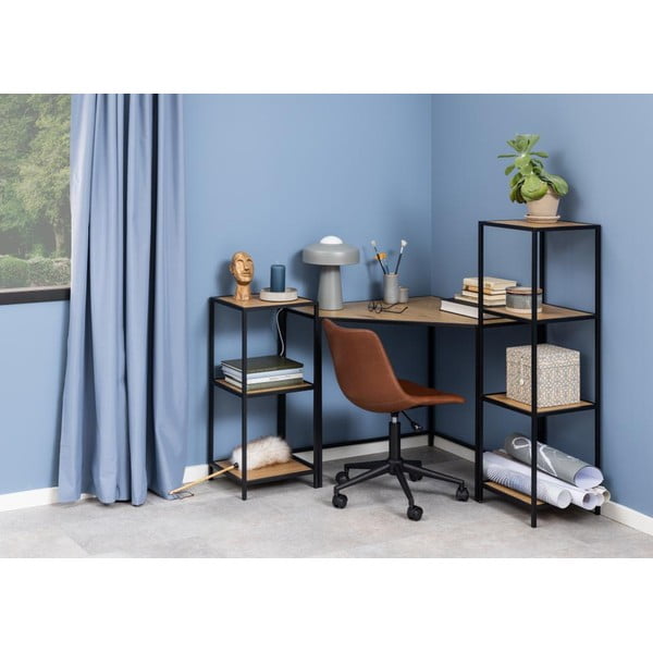 Knihovna v dekoru dubu v černo-přírodní barvě 37x120 cm Seaford – Actona-image-1