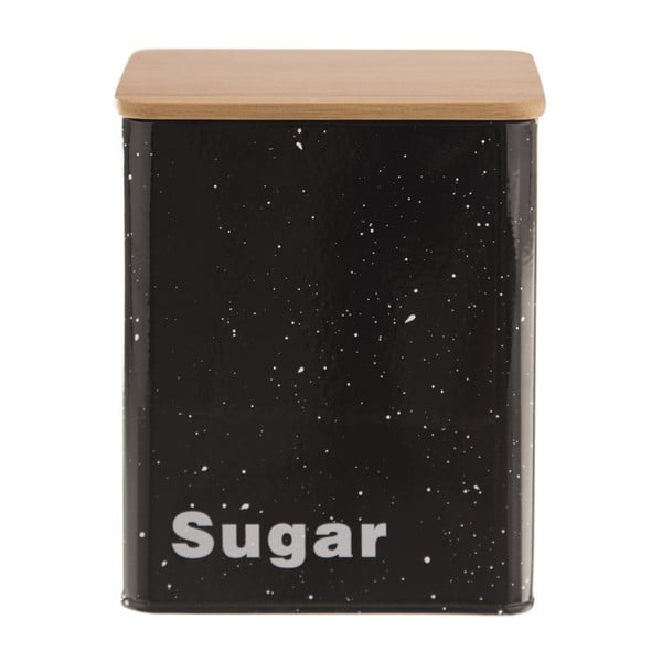 Plechová cukřenka s dřevěným víkem Orion Sugar Mramor