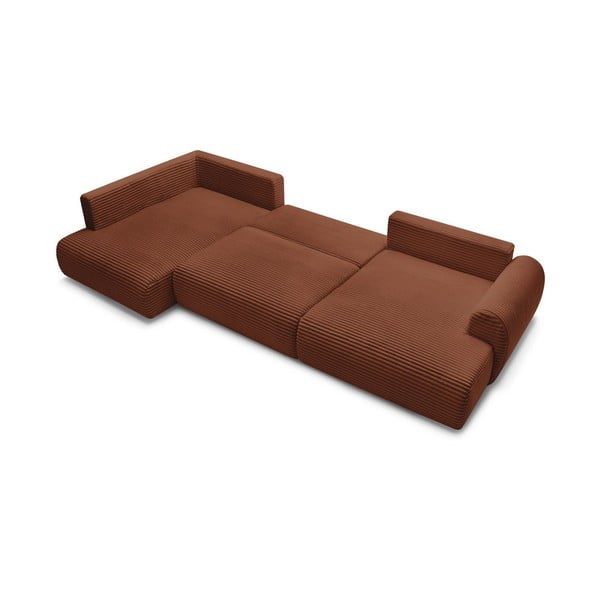 Manšestrová rozkládací/s úložným prostorem rohová pohovka v cihlové barvě (levý roh/do "U") Lucien – Bobochic Paris-image-4