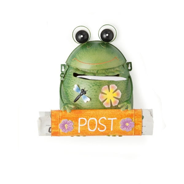 Oranžová poštovní schránka z kovu ve tvaru žáby Brandani Post