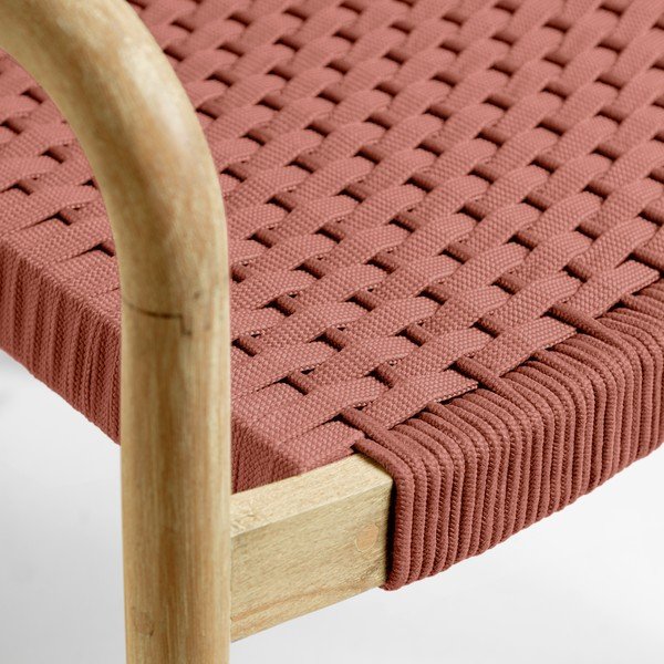 Zahradní židle z eukalyptového dřeva s výpletem v terakotové barvě Kave Home Sheryl-image-1