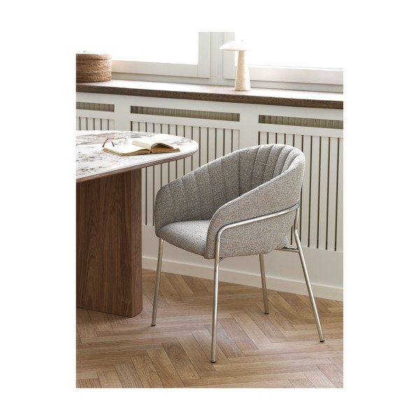 Světle šedé ocelové jídelní křeslo s područkami Costa – House Nordic-image-1