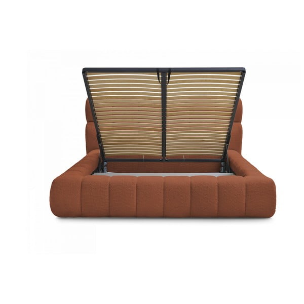 Oranžová čalouněná dvoulůžková postel s úložným prostorem s roštem 180x200 cm Mont Blanc – Bobochic Paris-image-3