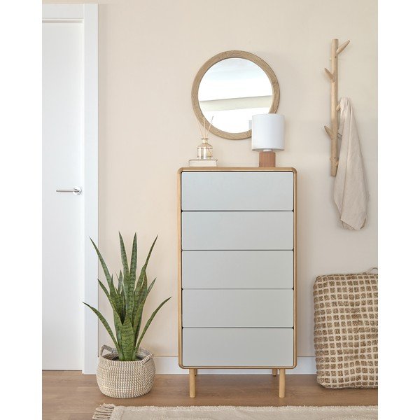 Šedá/v přírodní barvě komoda v dekoru jasanu 60x117x42 cm Anielle – Kave Home-image-1