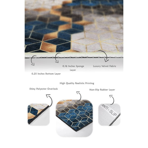 Modro-šedé koupelnové předložky v sadě 2 ks 60x100 cm Optic – Mila Home-image-2