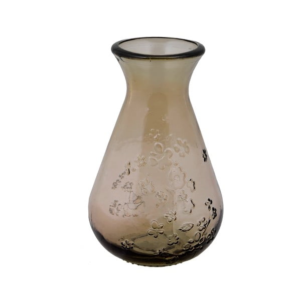 Lahvově hnědá váza z recyklovaného skla Ego Dekor Floral, výška 20 cm
