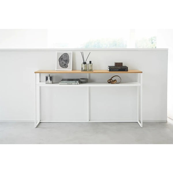 Konzolový stolek v bílé a světle hnědé barvě v dekoru jasanu 20,5x126 cm Tower – YAMAZAKI-image-2