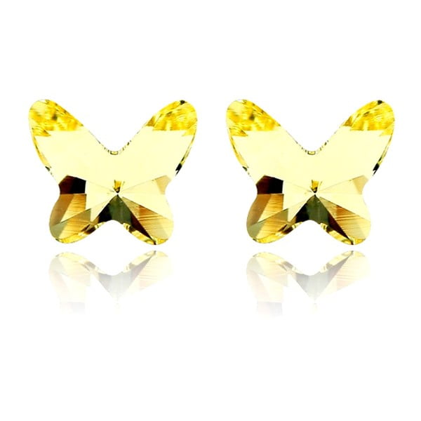 Náušnice s žlutými krystaly Swarovski a bílým zlatem Papillon