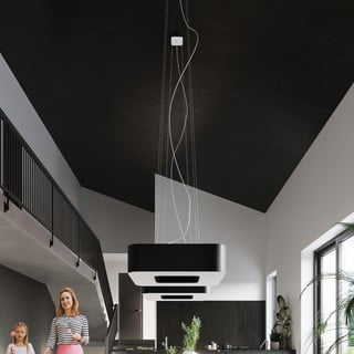Černé závěsné svítidlo se skleněno-textilním stínidlem Piano – Nice Lamps
