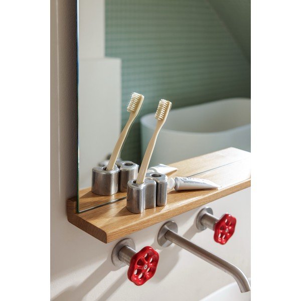 Nástěnné zrcadlo s poličkou  s dřevěným rámem 50x75 cm Lun – noo.ma-image-2