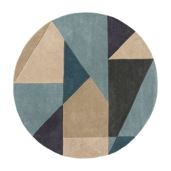Modro-béžový vlněný kulatý koberec ø 133 cm Arlo Harper - Flair Rugs