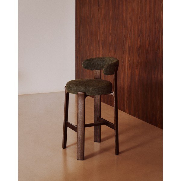 Zelená/v tmavě přírodní barvě barová židle z jasanového dřeva (výška sedáku 75 cm) Granite – Kave Home-image-1