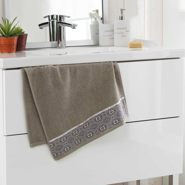 Khaki froté bavlněný ručník 50x90 cm Esteban – douceur d'intérieur-image-1