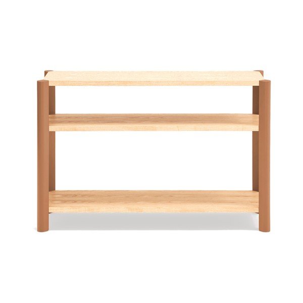 Regál v dekoru dubu v cihlové barvě/ve světle přírodní barvě 126x84x43 cm Bona – Teulat