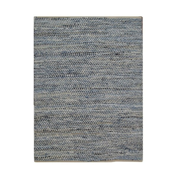 Modro-krémový bavlněný koberec s hovězí kůží The Rug Republic Atlas, 230 x 160 cm