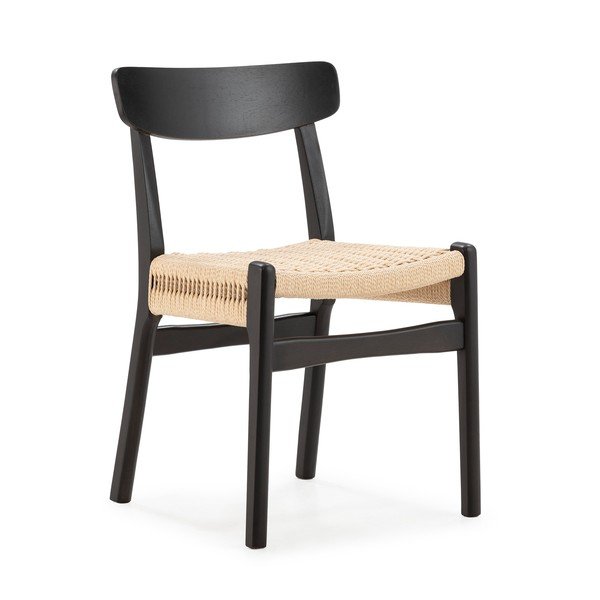 Černé jídelní židle v sadě 2 ks z kaučukového dřeva Biel – MOME